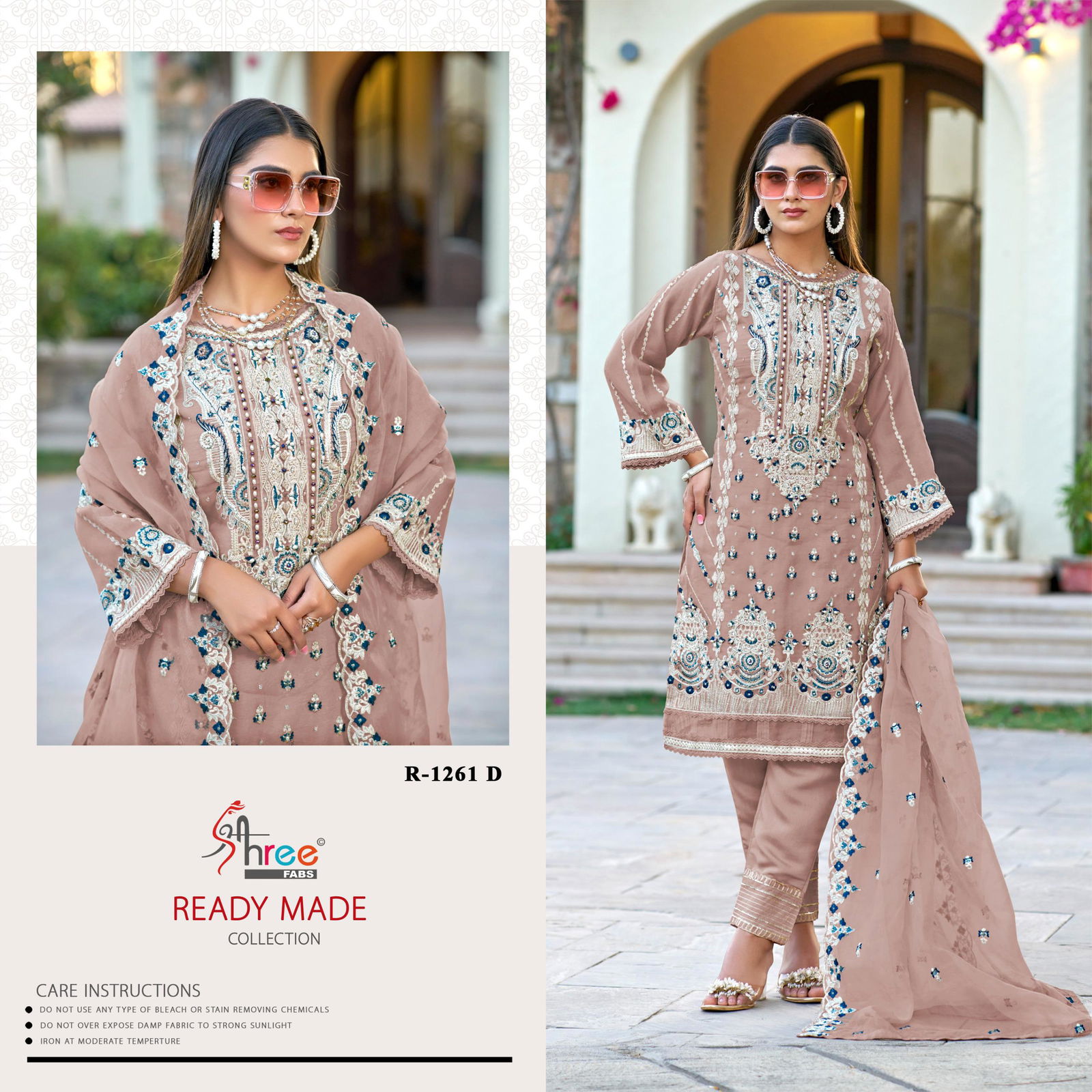 R 1261 By Shree Organza Embroidery Pakistani Readymade Suits Wholesale Clothing Distributors In India
